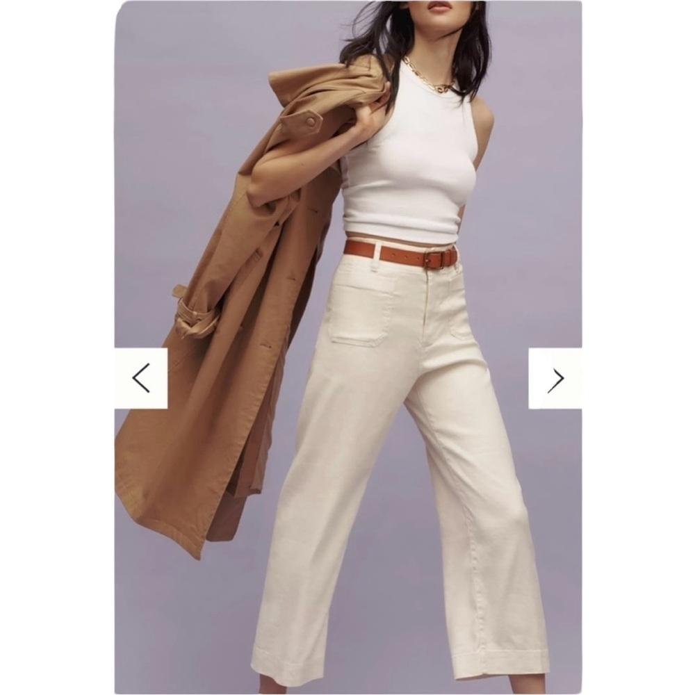 The Colette Cropped Wide-Leg Pants by Maeve white - Picture 2 of 13